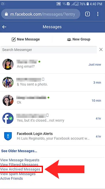 Facebook Archived Messages 